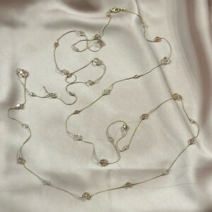 Gold Tone & Crystal Chain Necklace